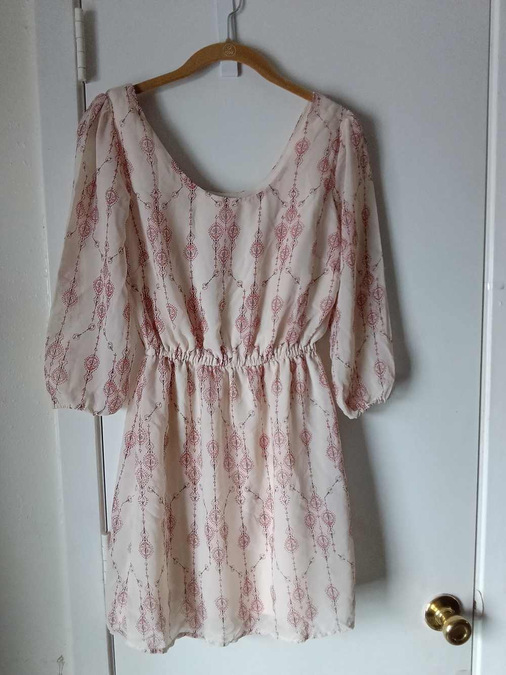 Charlotte Russe Cream Dress with Dusty Rose Print